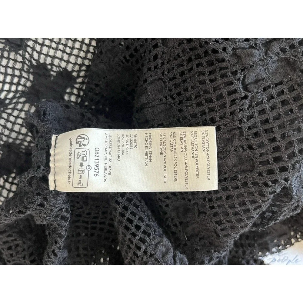 NEW Free People Grady Lace Crochet-Style Top, Black Whimsigoth Fairy Large Goth